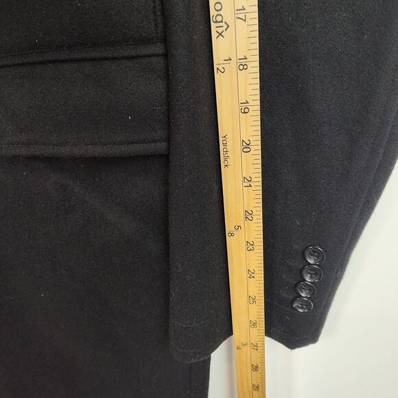 Michael Kors Overcoat Men's 40L Slim Fit Black Full-Zip Buttons 60% Wool - Picture 6 of 9